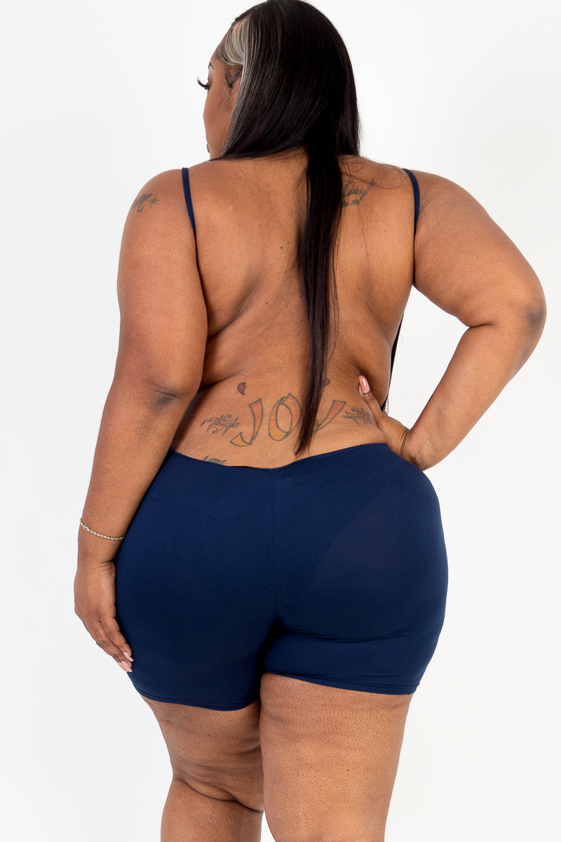 Plus Size Backless Cami Romper-7