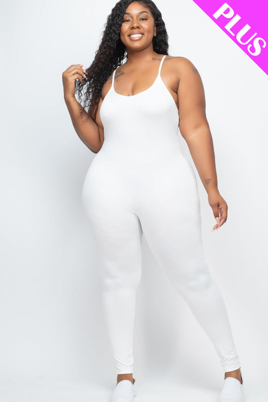 Plus Size Solid Bodycon Cami Jumpsuit-60