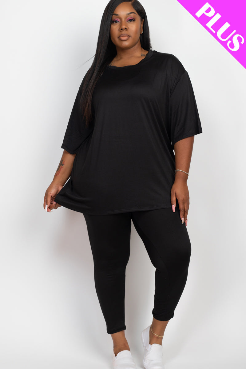 Plus Size Oversized T-shirt & Leggings Set-59