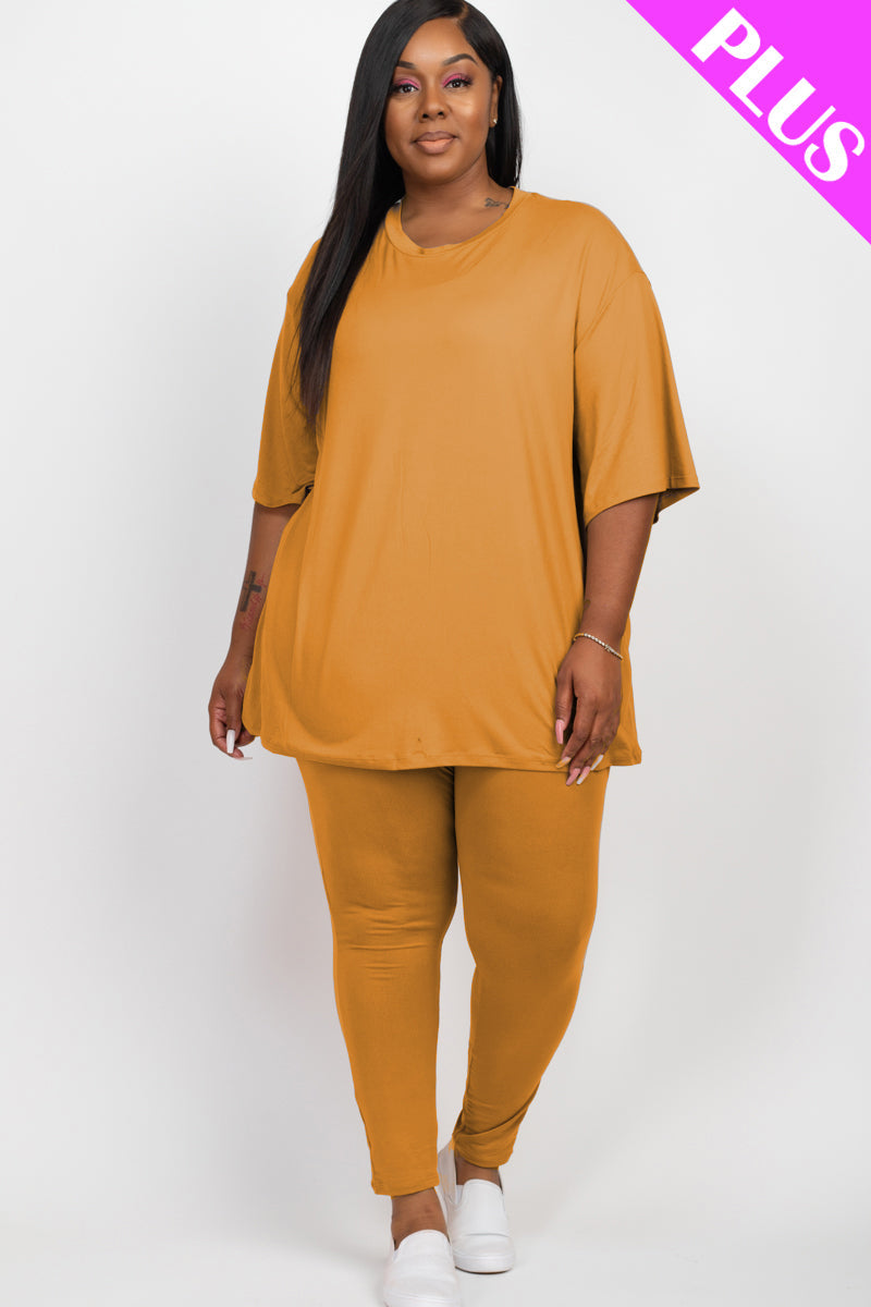 Plus Size Oversized T-shirt & Leggings Set-20