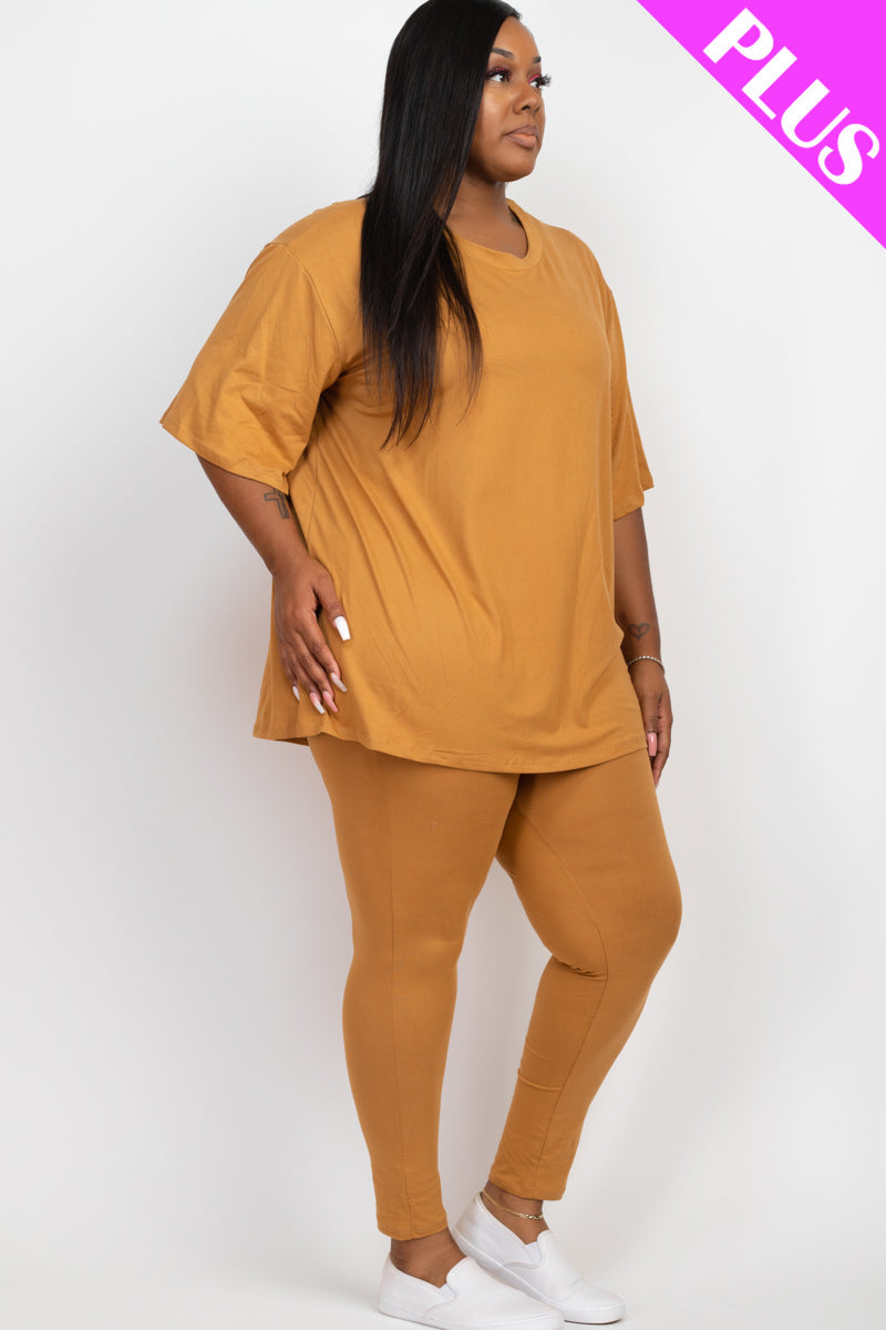 Plus Size Oversized T-shirt & Leggings Set-21