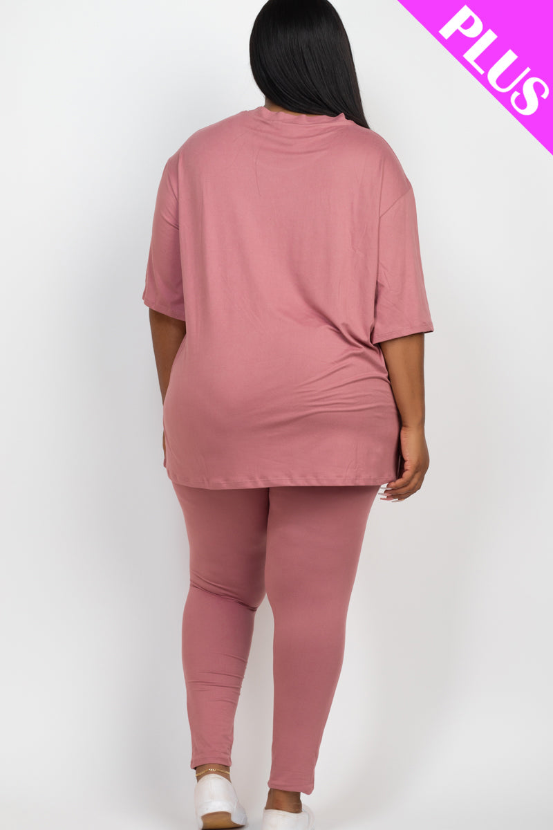 Plus Size Oversized T-shirt & Leggings Set-42