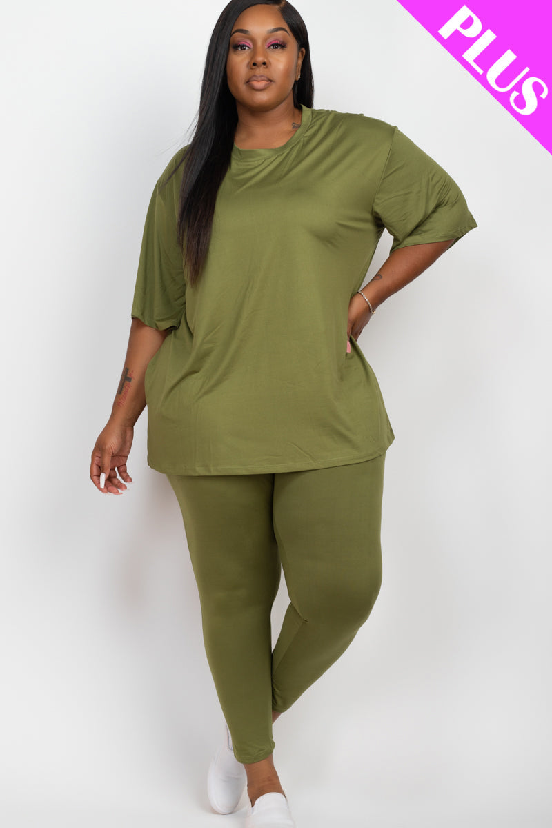 Plus Size Oversized T-shirt & Leggings Set-45