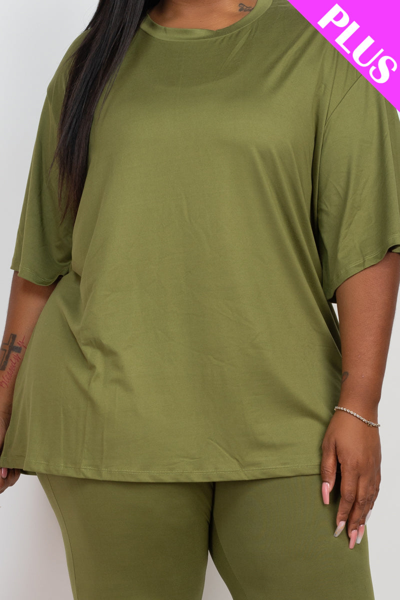 Plus Size Oversized T-shirt & Leggings Set-48