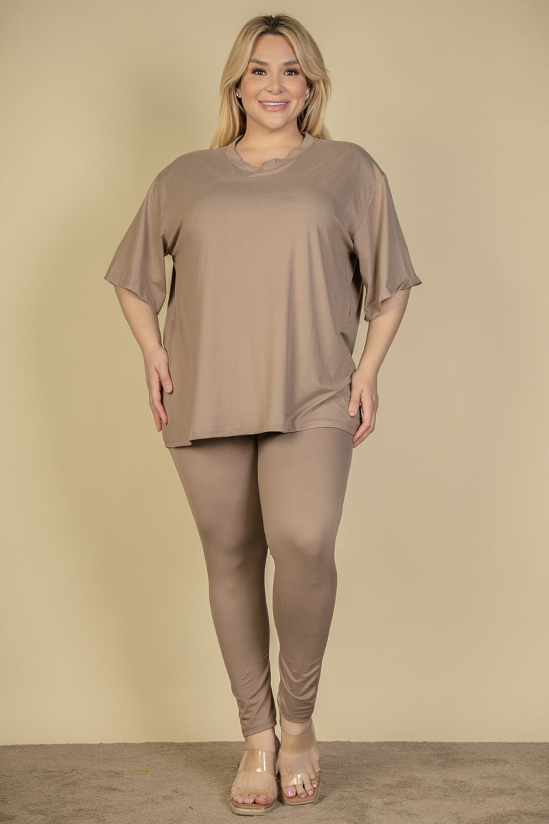 Plus Size Oversized T-shirt & Leggings Set-0