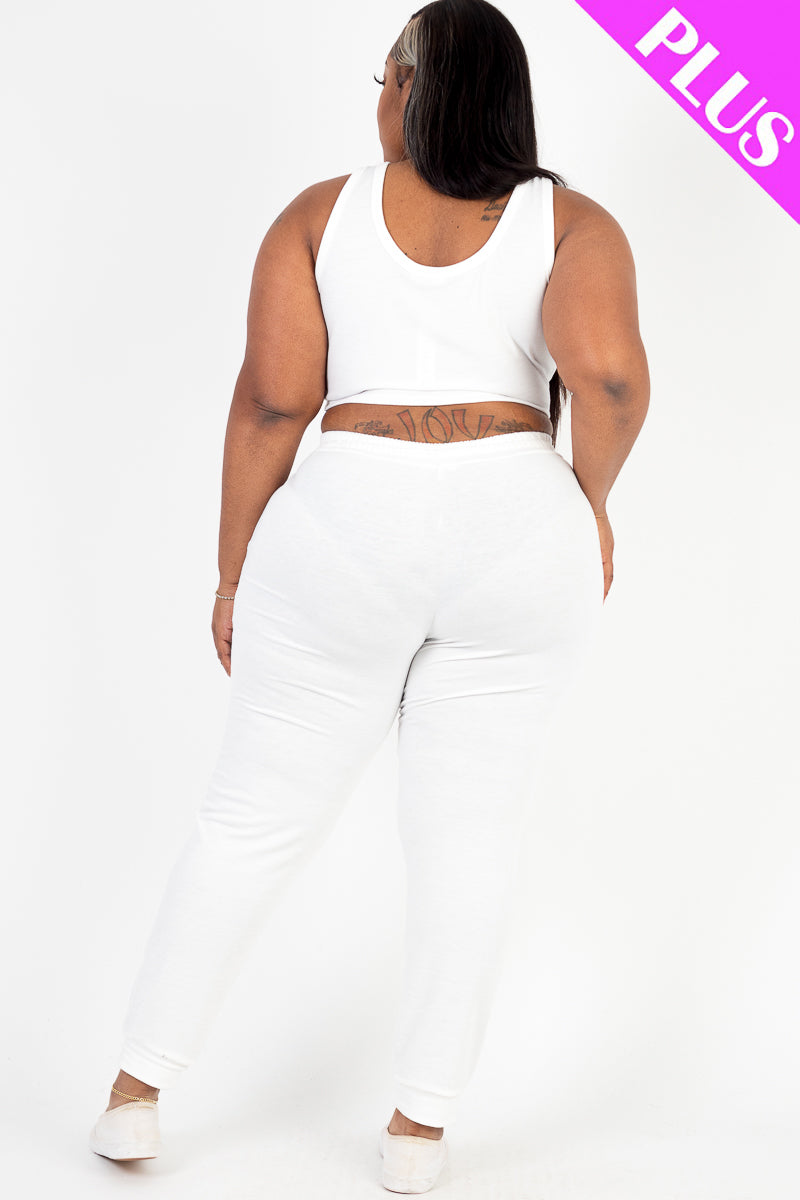 Plus Size French Terry Cropped Tank Top & Joggers Set (CAPELLA)-22