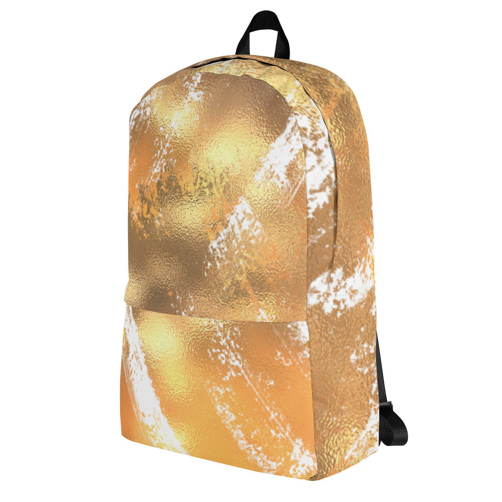 Backpack Medium size water-resistant material top zipper padded ergonomic bag straps- Gold Collection