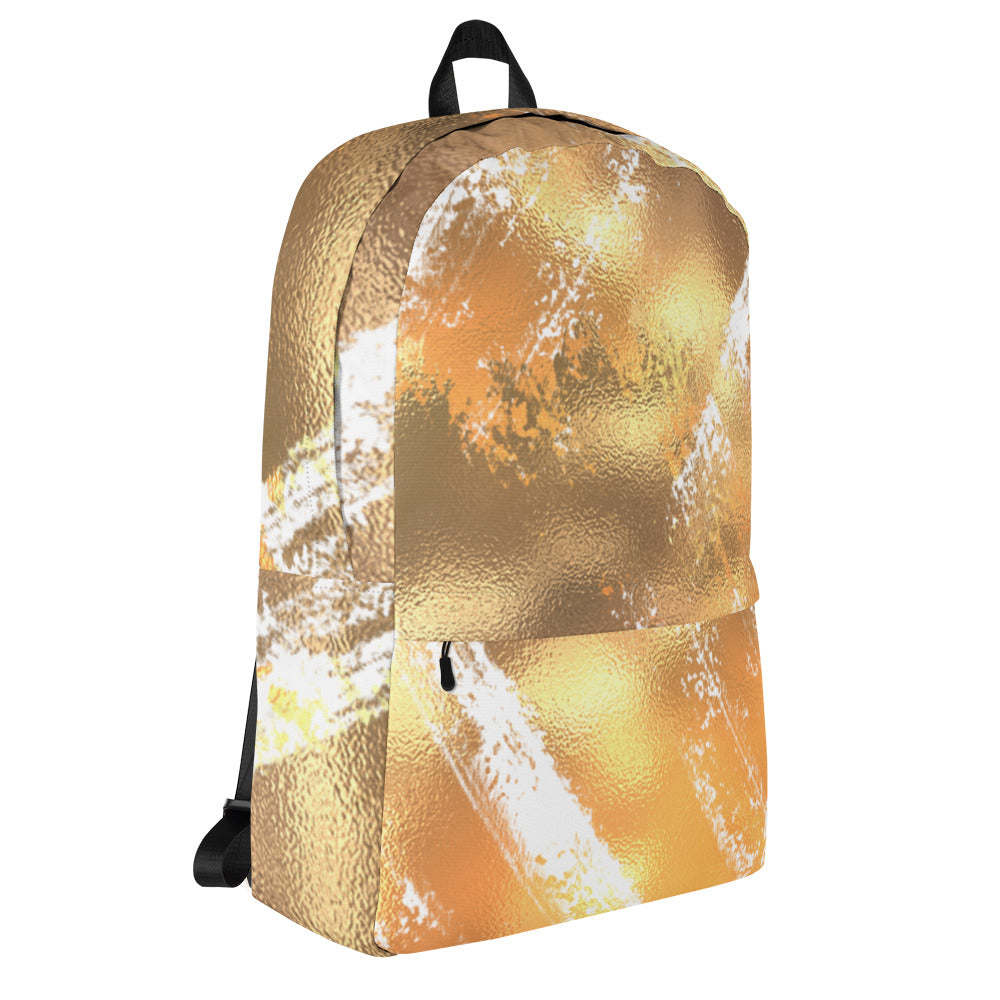 Backpack Medium size water-resistant material top zipper padded ergonomic bag straps- Gold Collection