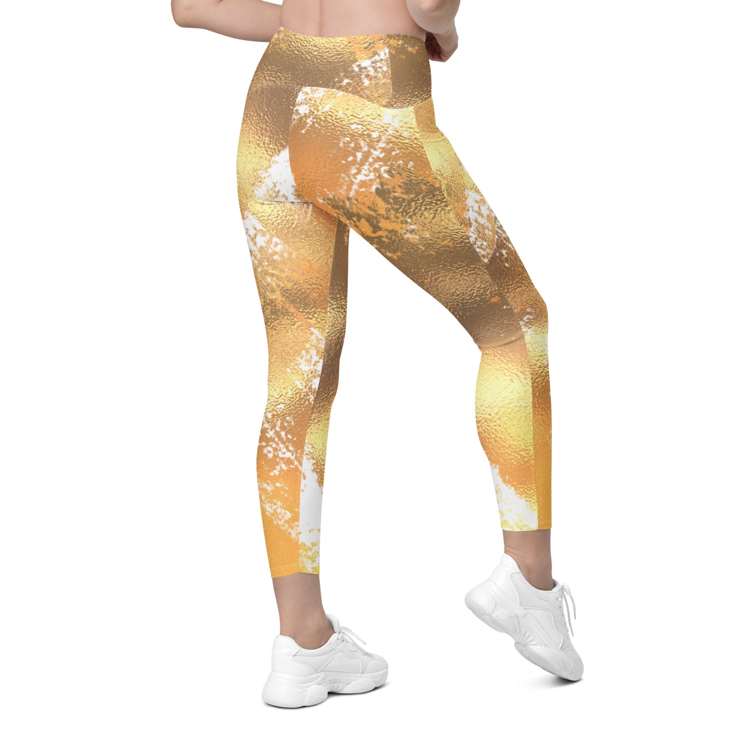 Crossover leggings with pockets flattering crossover leggings- Gold Collection