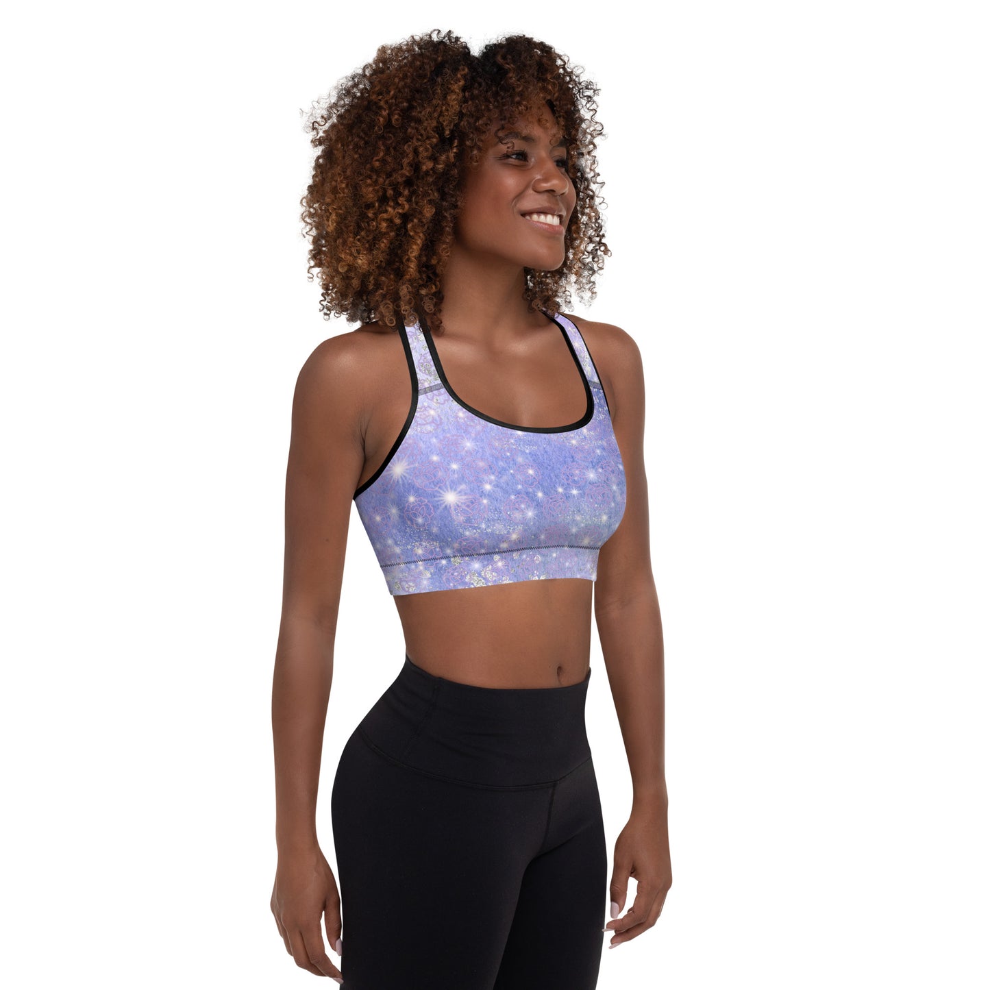 Padded Sports Bra - soft moisture-wicking fabric - Scoop neckline and racerback- from Lavender Orbit Collection