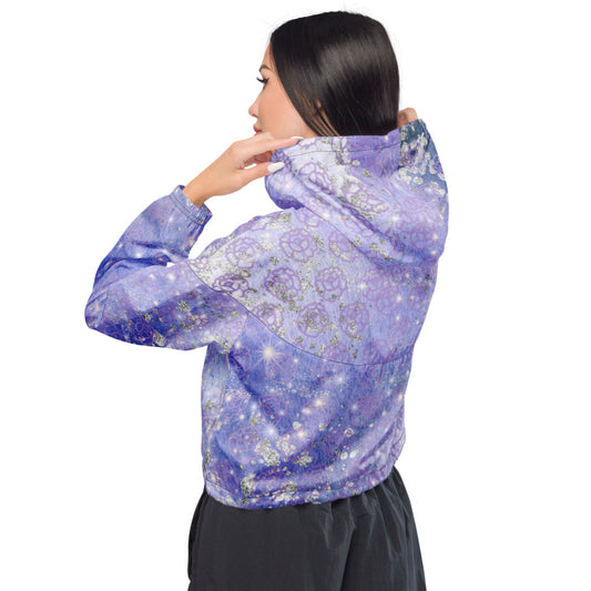 Women’s cropped windbreaker - Water-resistant outerwear-Side-slit pockets- Lavender orbit collection