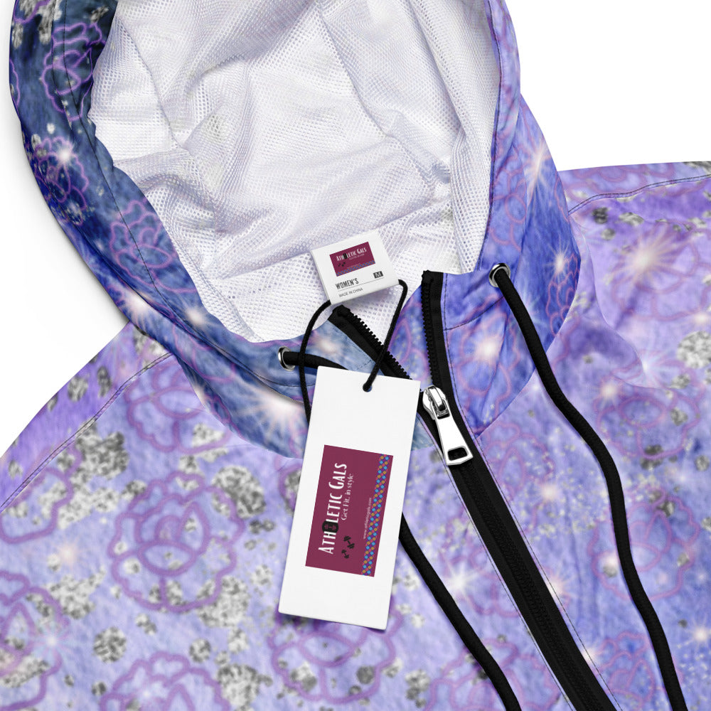 Women’s cropped windbreaker - Water-resistant outerwear-Side-slit pockets- Lavender orbit collection