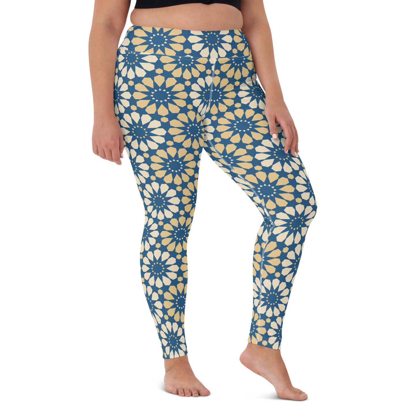 Yoga Leggings with raised waistband, fabric stretches, part of the Sunflower Collection