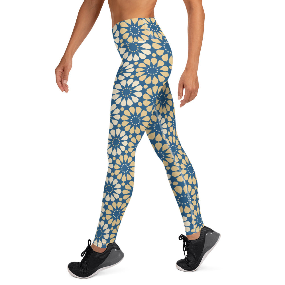 Yoga Leggings with raised waistband, fabric stretches, part of the Sunflower Collection