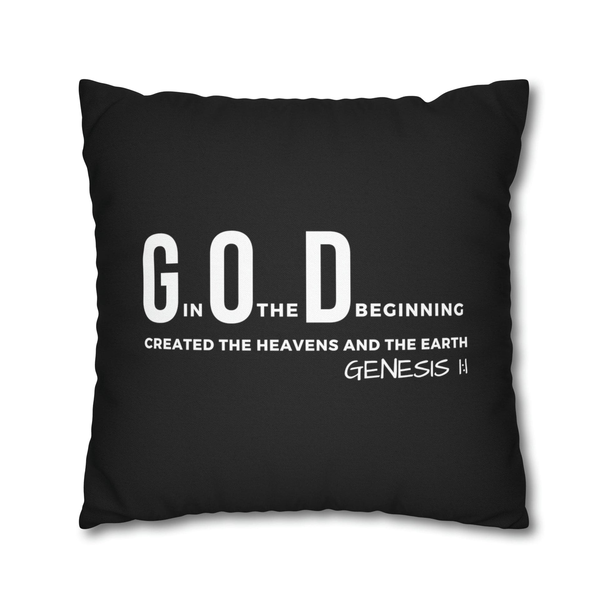 Decorative Throw Pillow Cover - Set Of 2, God In The Beginning Created The Heavens And The Earth - Scripture Verse-5