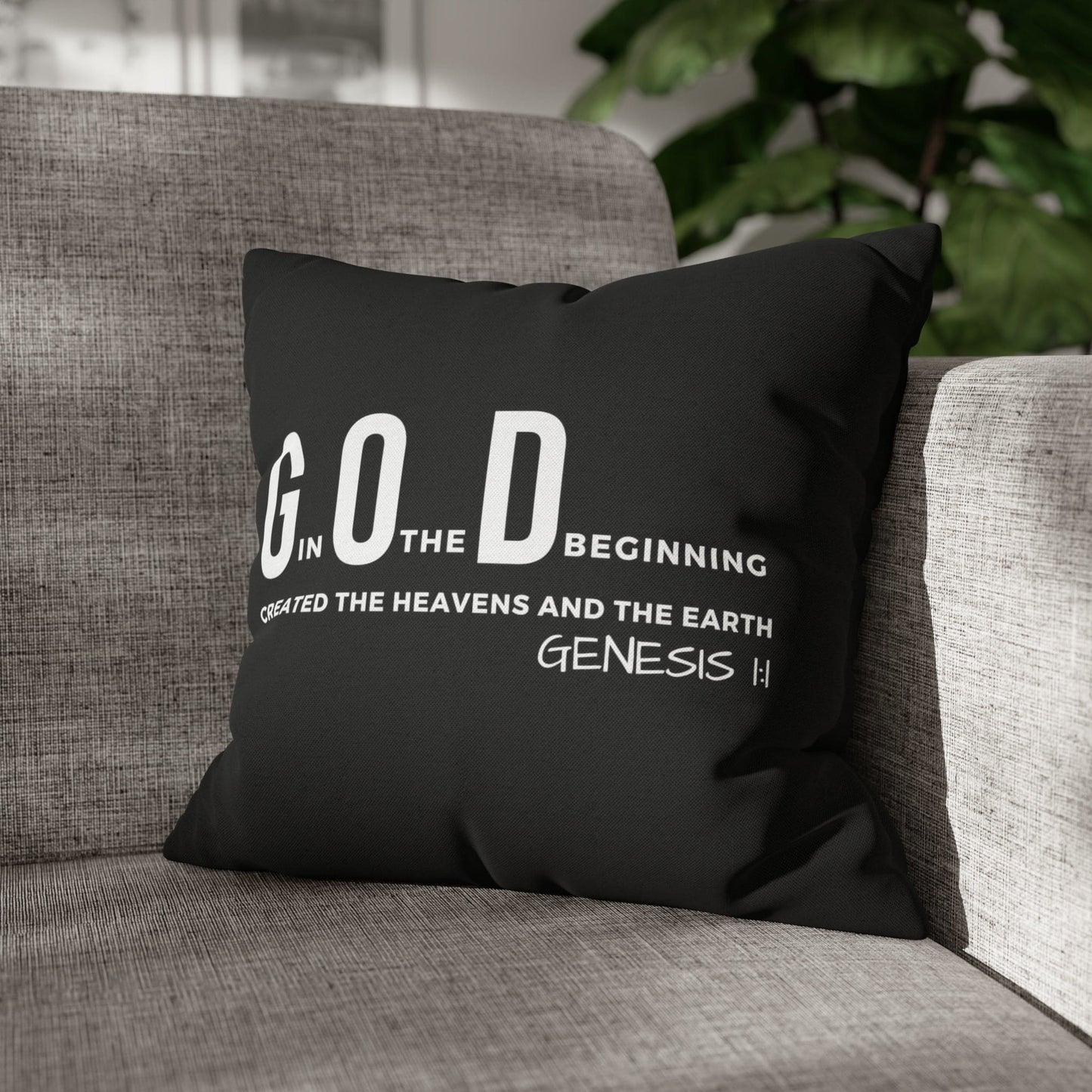 Decorative Throw Pillow Cover - Set Of 2, God In The Beginning Created The Heavens And The Earth - Scripture Verse-20