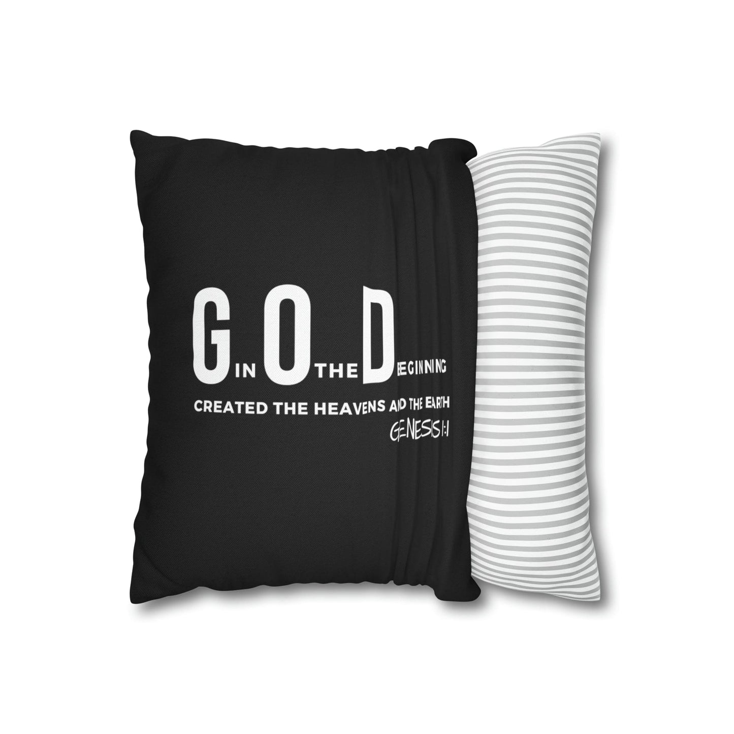 Decorative Throw Pillow Cover - Set Of 2, God In The Beginning Created The Heavens And The Earth - Scripture Verse-10