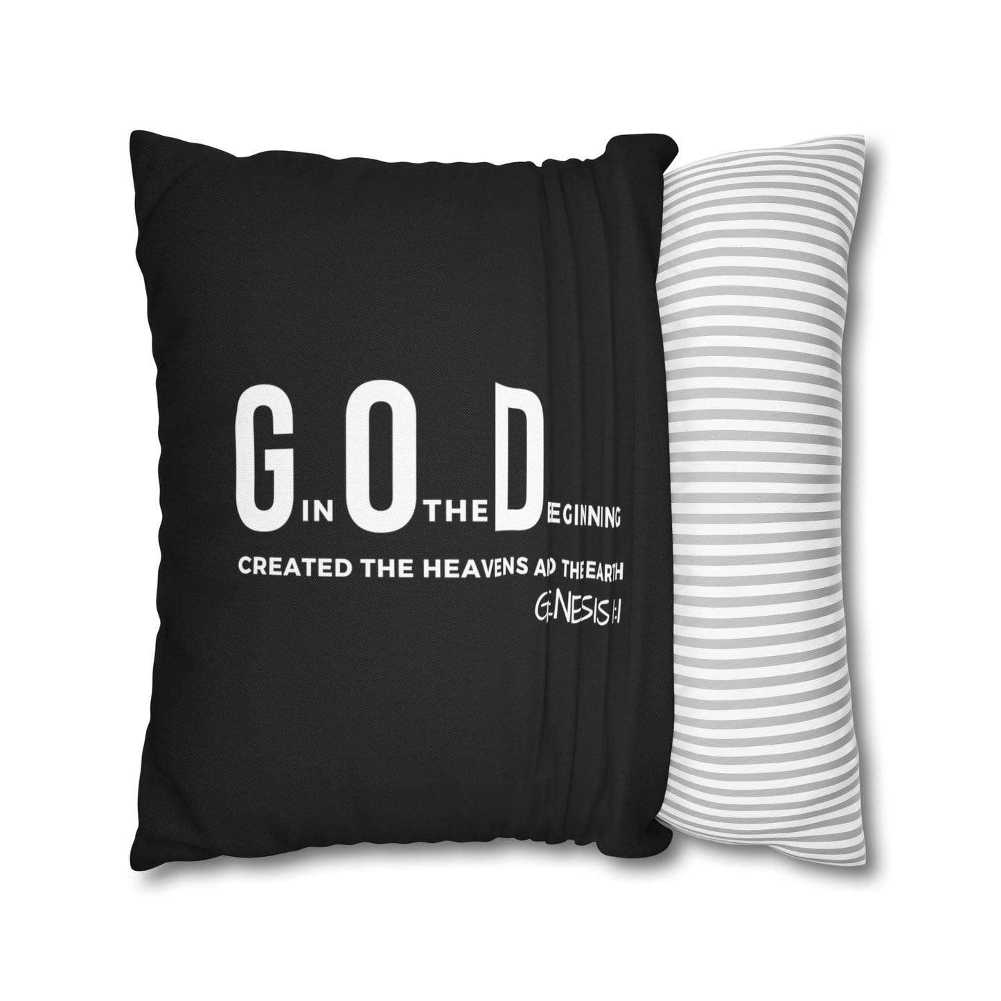 Decorative Throw Pillow Cover - Set Of 2, God In The Beginning Created The Heavens And The Earth - Scripture Verse-6