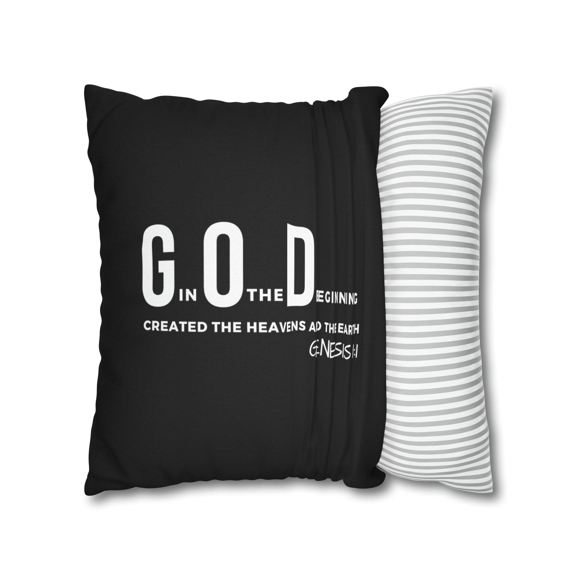 Decorative Throw Pillow Cover - Set Of 2, God In The Beginning Created The Heavens And The Earth - Scripture Verse-24