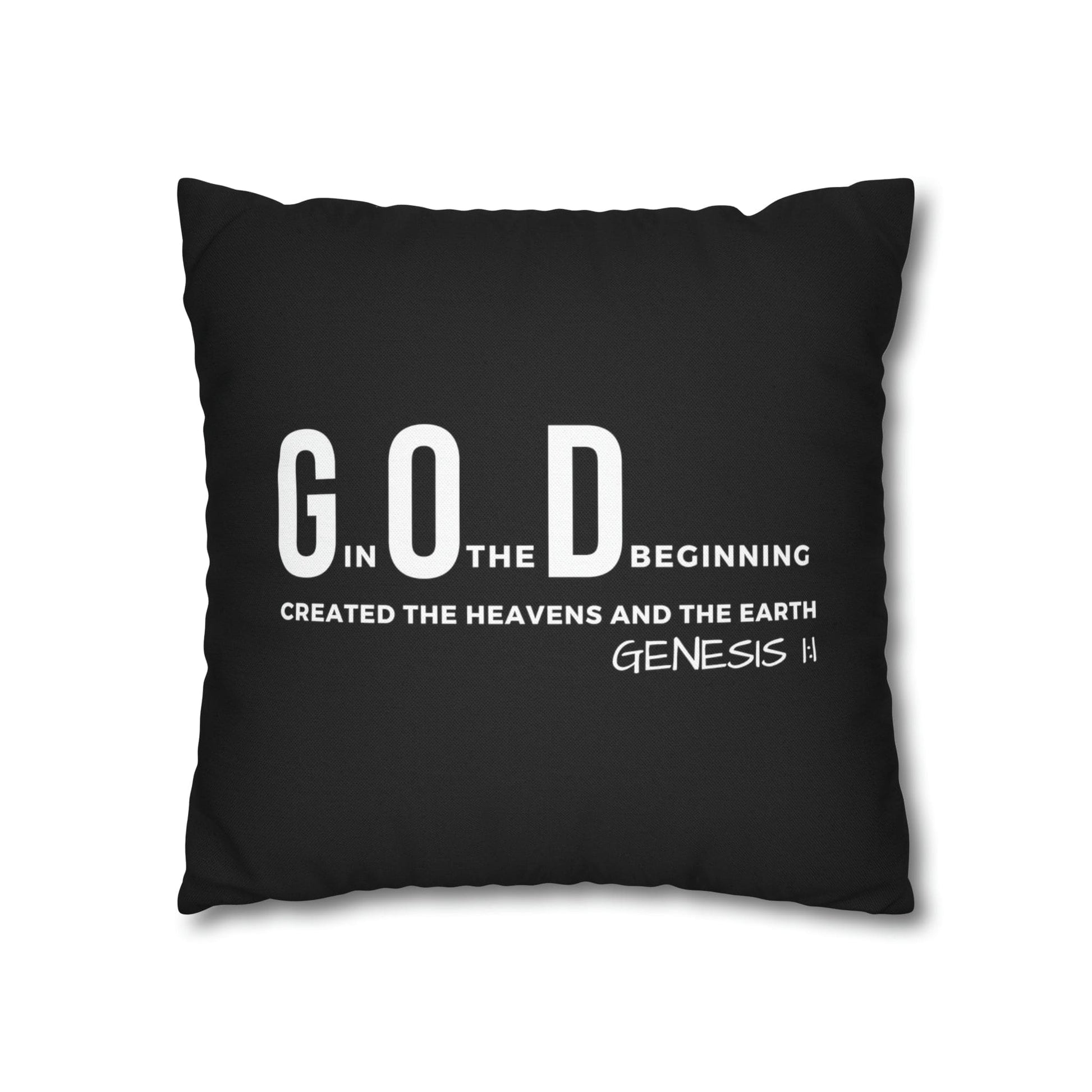 Decorative Throw Pillow Cover - Set Of 2, God In The Beginning Created The Heavens And The Earth - Scripture Verse-17