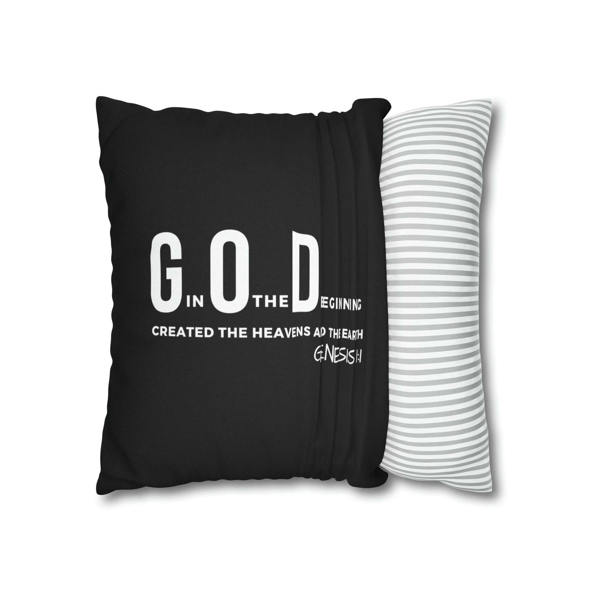 Decorative Throw Pillow Cover - Set Of 2, God In The Beginning Created The Heavens And The Earth - Scripture Verse-18