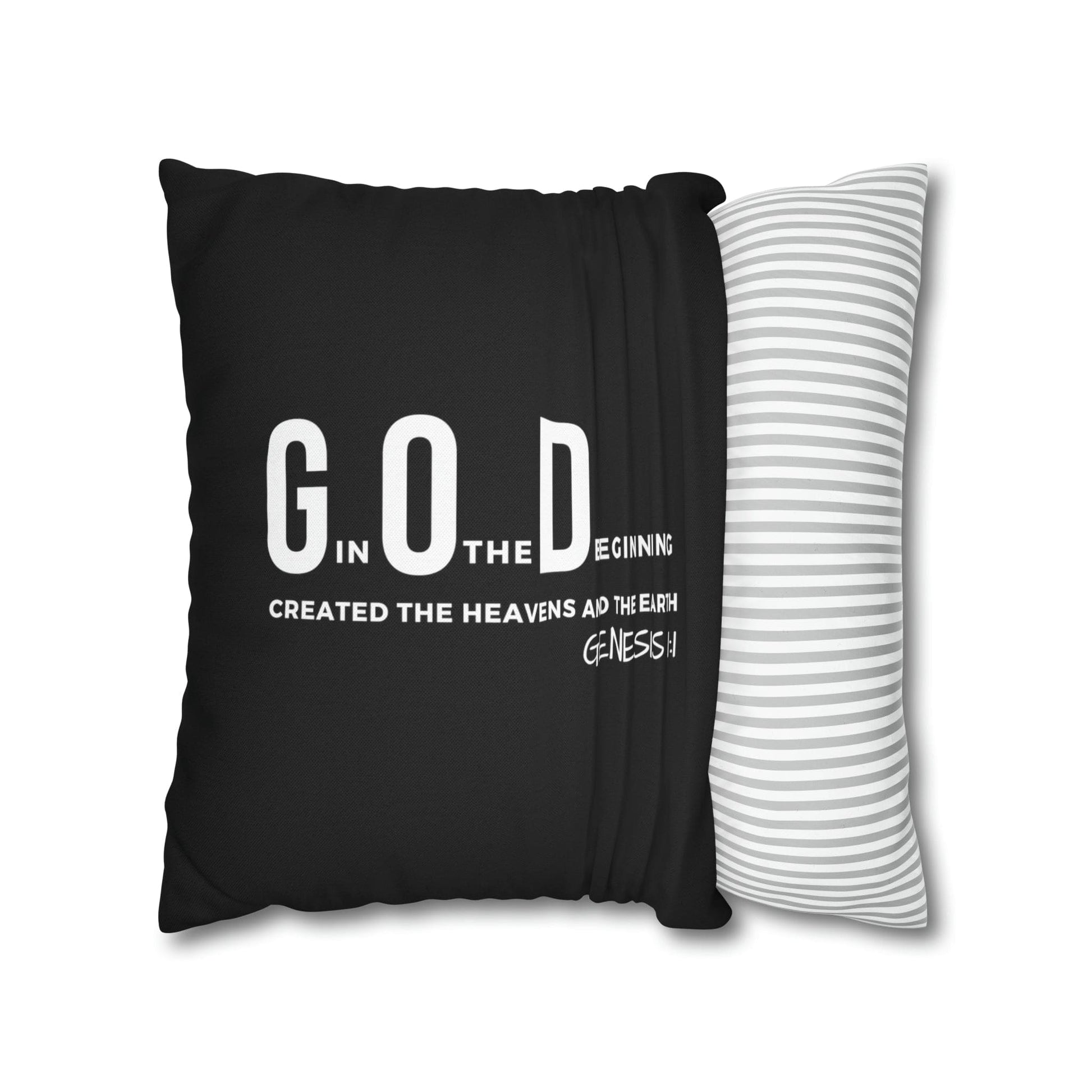 Decorative Throw Pillow Cover - Set Of 2, God In The Beginning Created The Heavens And The Earth - Scripture Verse-22