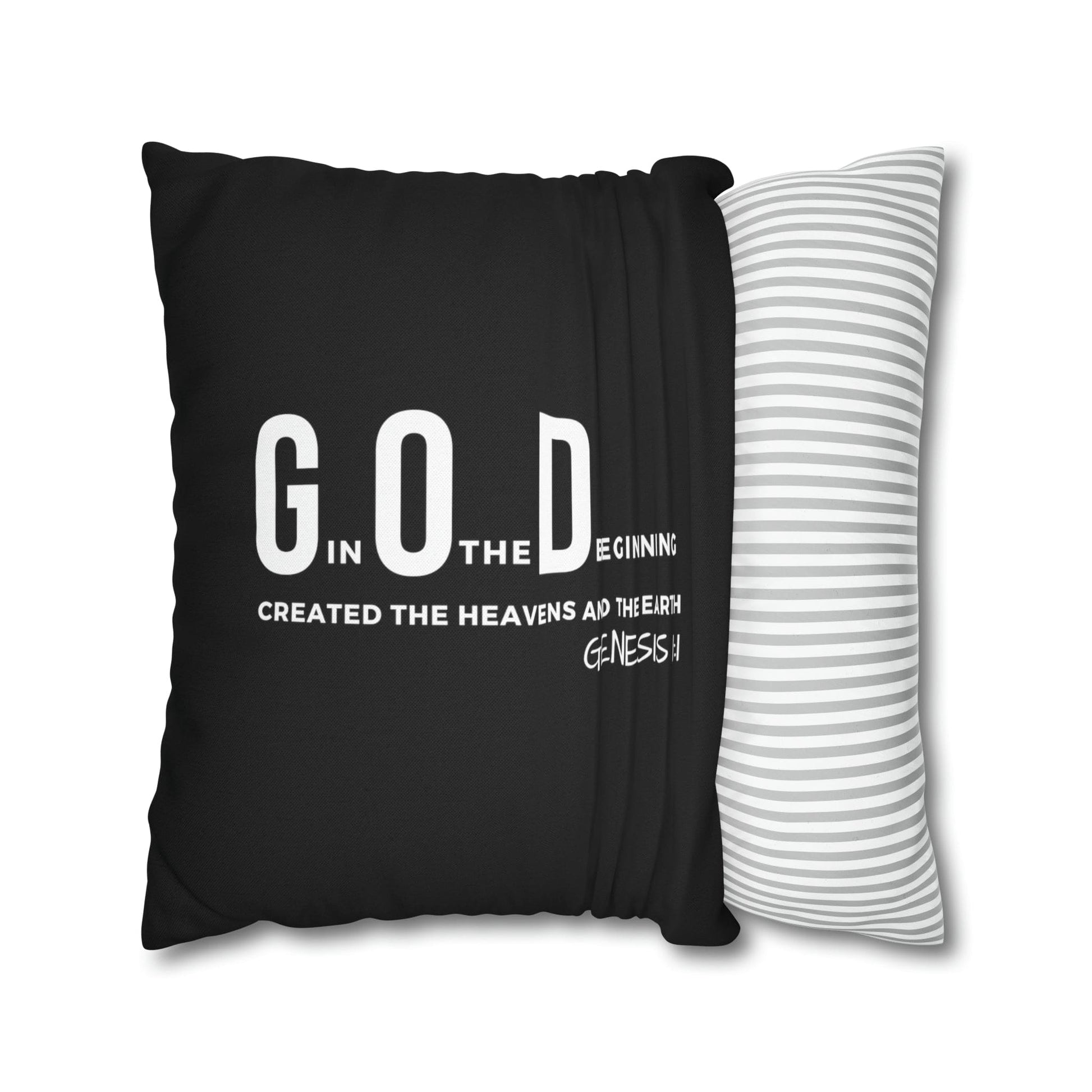 Decorative Throw Pillow Cover - Set Of 2, God In The Beginning Created The Heavens And The Earth - Scripture Verse-4