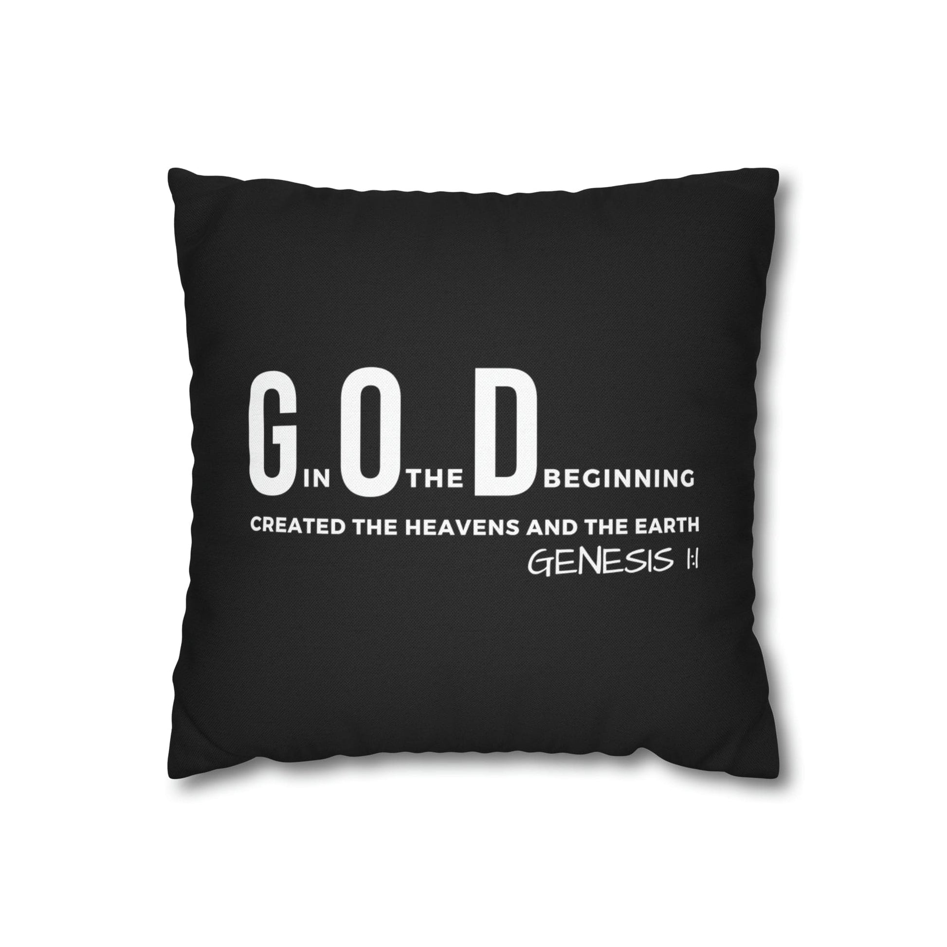 Decorative Throw Pillow Cover - Set Of 2, God In The Beginning Created The Heavens And The Earth - Scripture Verse-1