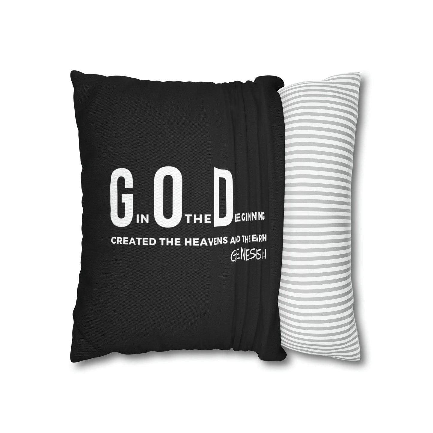 Decorative Throw Pillow Cover - Set Of 2, God In The Beginning Created The Heavens And The Earth - Scripture Verse-16