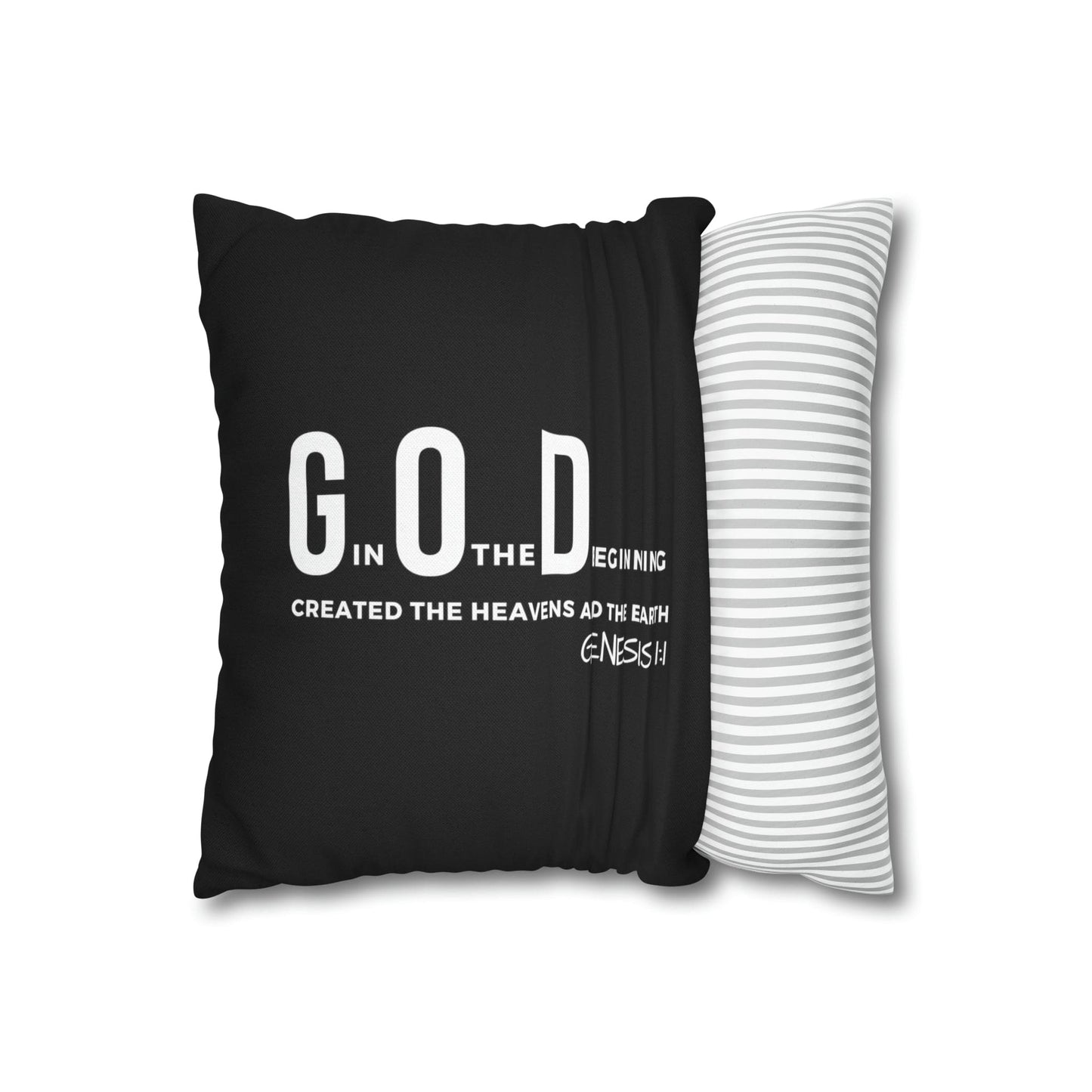 Decorative Throw Pillow Cover - Set Of 2, God In The Beginning Created The Heavens And The Earth - Scripture Verse-12