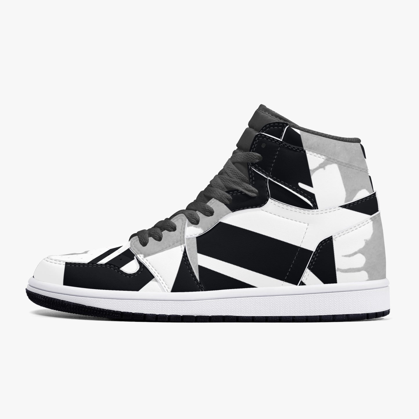 "Chaos" Collection Black High-Top Leather Sneakers