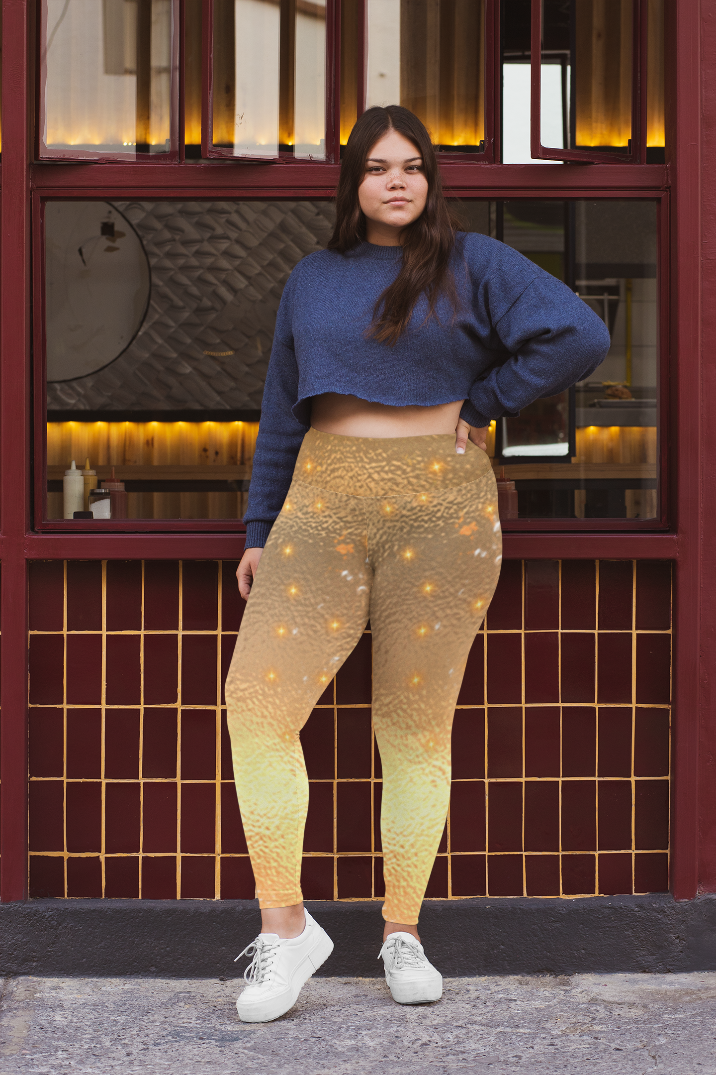 High Waisted Yoga Leggings Skinny fit, Double layer waistband, S-2XL. "Gold Collection"
