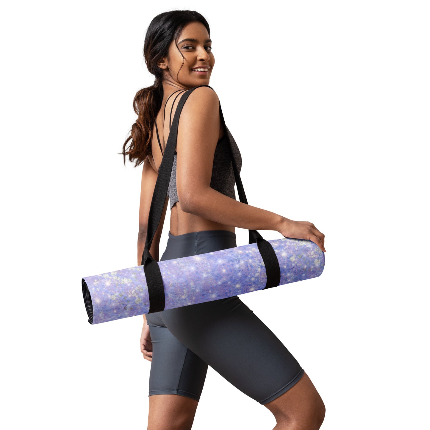 Yoga mat- Anti-slip rubber bottom- soft micro suede top easy to carry, Lavender Orbit Collection