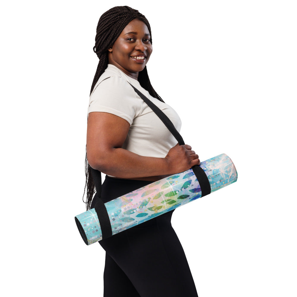 Yoga mat- Anti-slip rubber bottom- soft micro suede top easy to carry- provides both stability & comfort