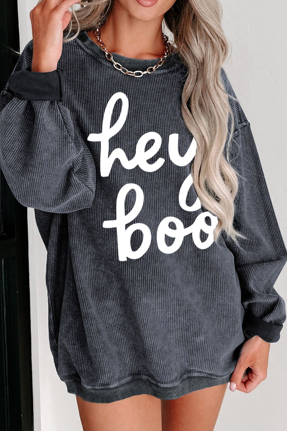 Round Neck Dropped Shoulder Graphic Sweatshirt