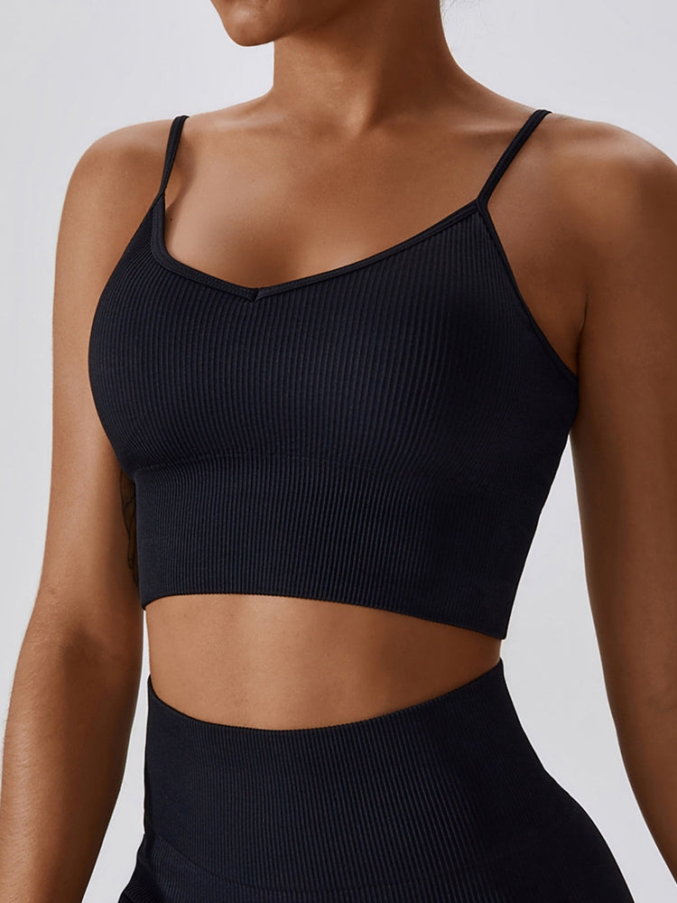 Yoga Lace-Up Cropped Tank Top Spaghetti strap