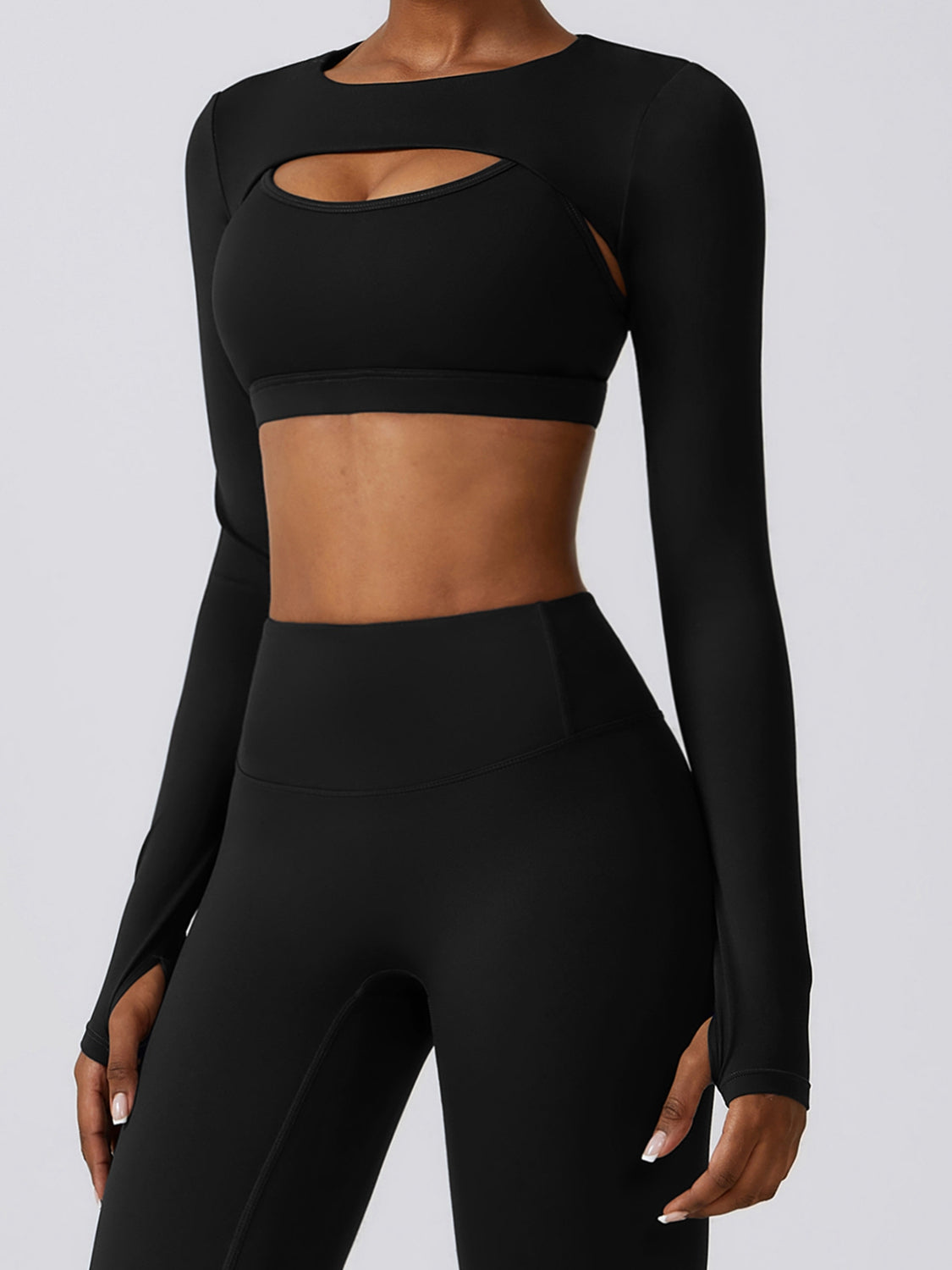 Cropped Cutout Long Sleeve Sports Top