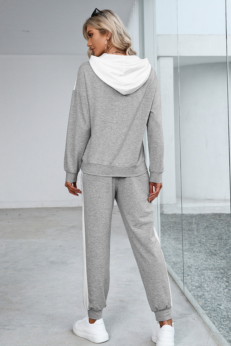 Dropped Shoulder Hoodie and Long Pants Set