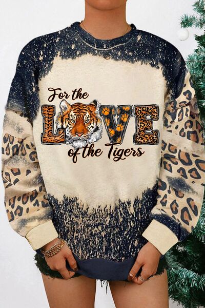 Pullover - For the Love of the Tiger Leopard Round Neck Sweatshirt