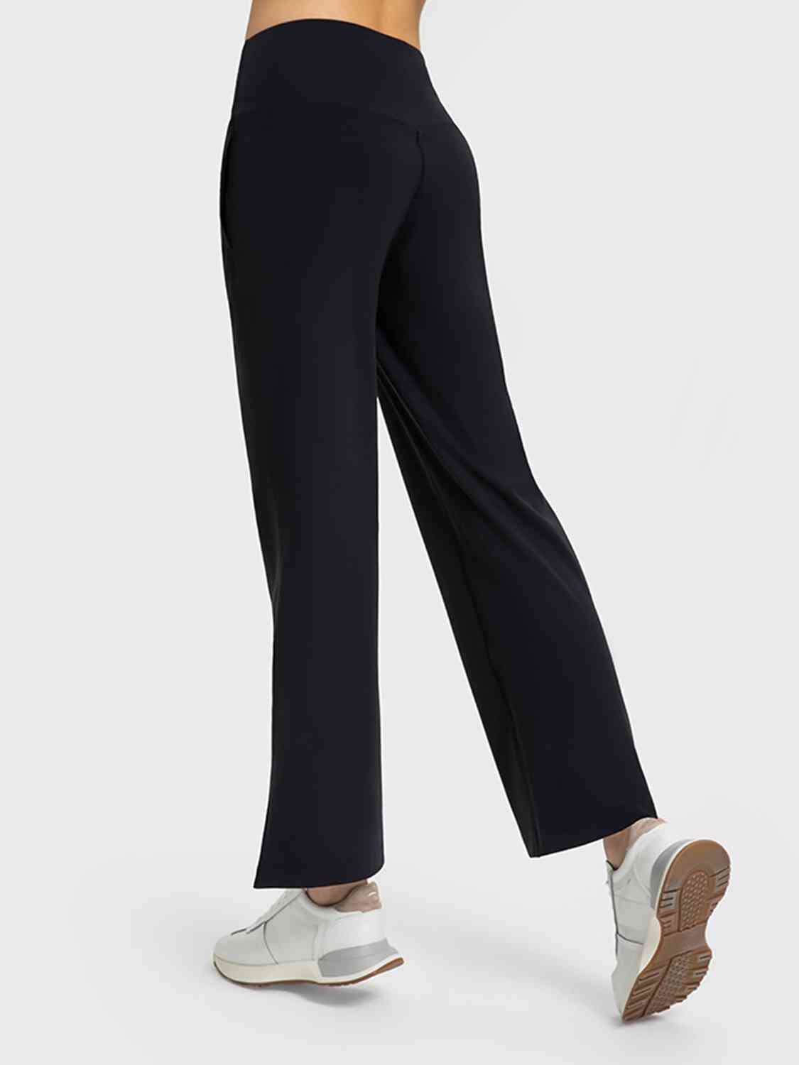 Wide Leg Slit Sport Pants with Pockets