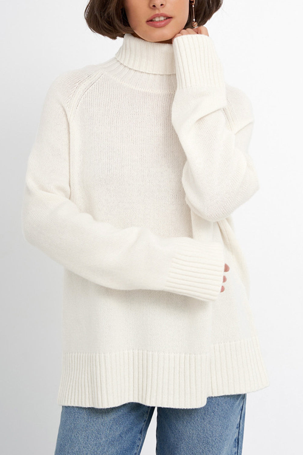 Turtle Neck Raglan Sleeve Sweater