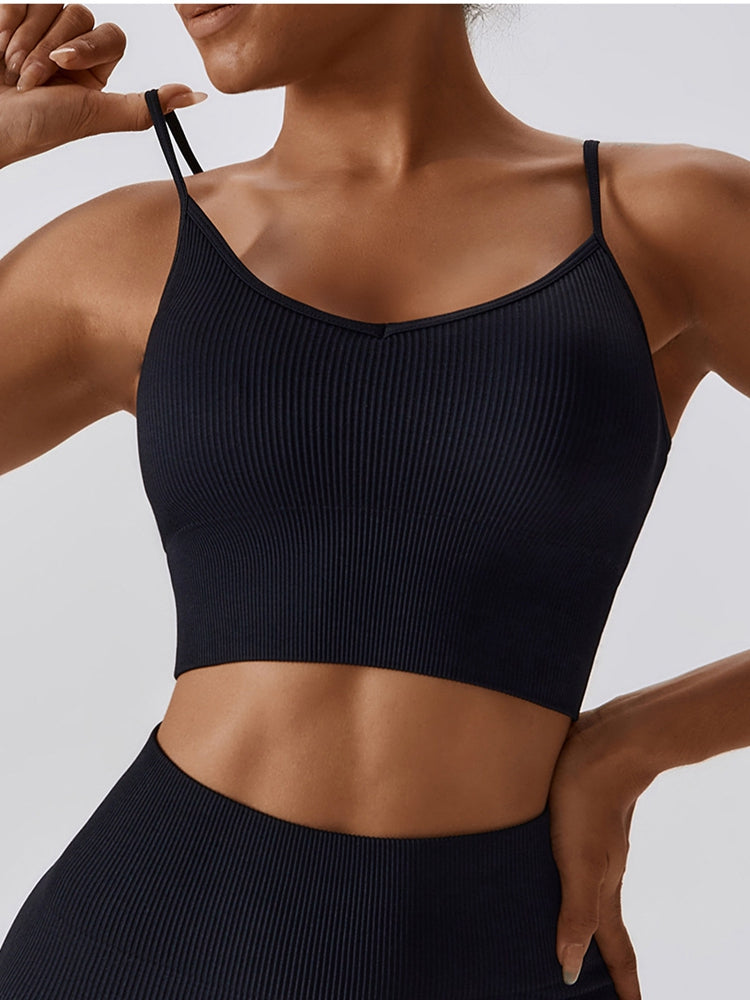 Yoga Lace-Up Cropped Tank Top Spaghetti strap