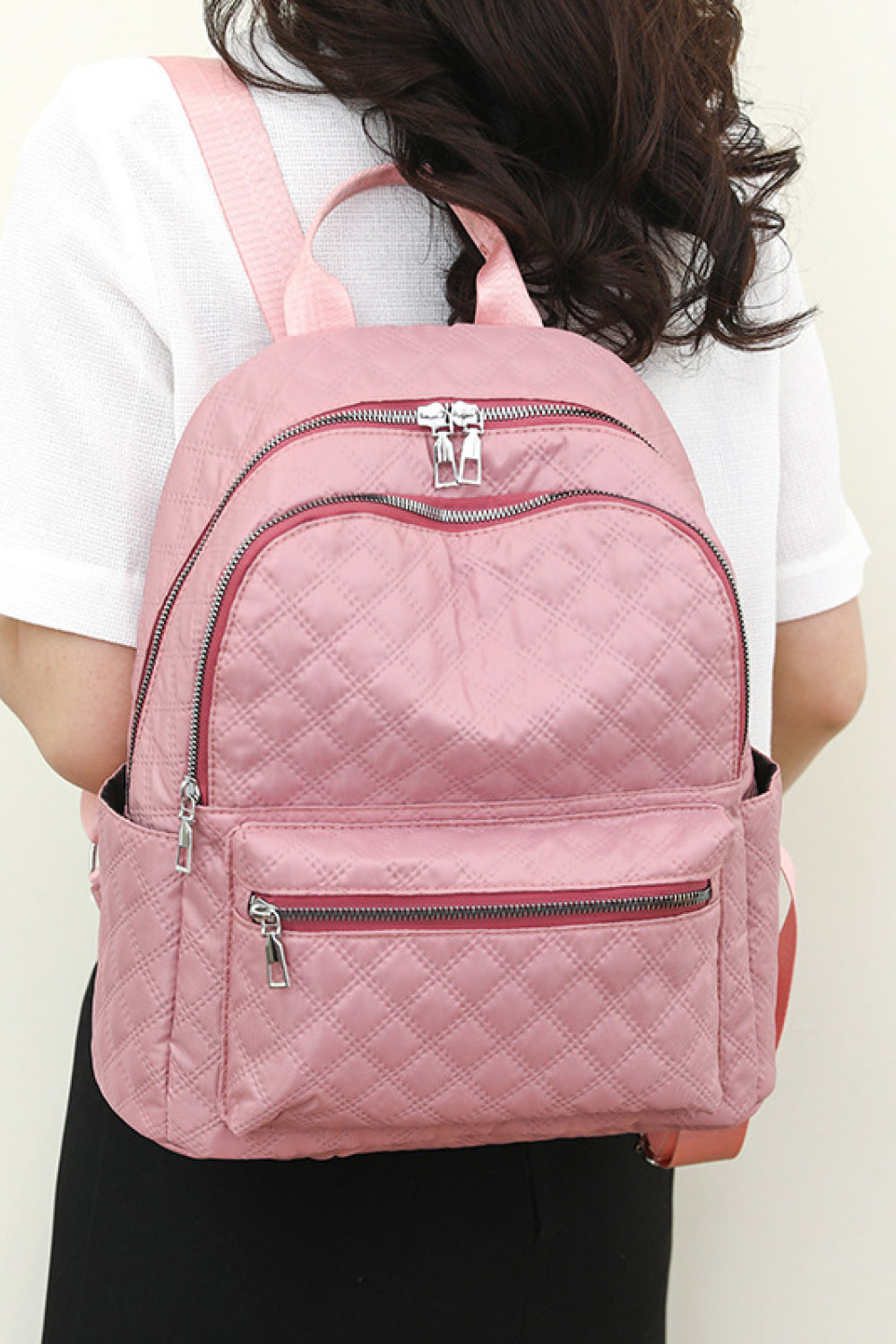 Medium Backpack available in Pink & Black, multi-pockets