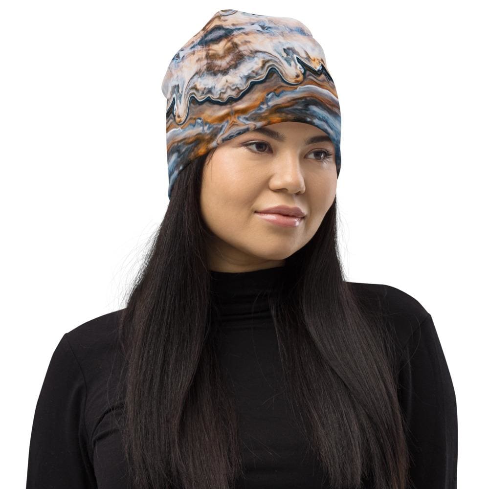 Beanie Hat - Blue Swirl Style Slouchy Beanie Men/women-2