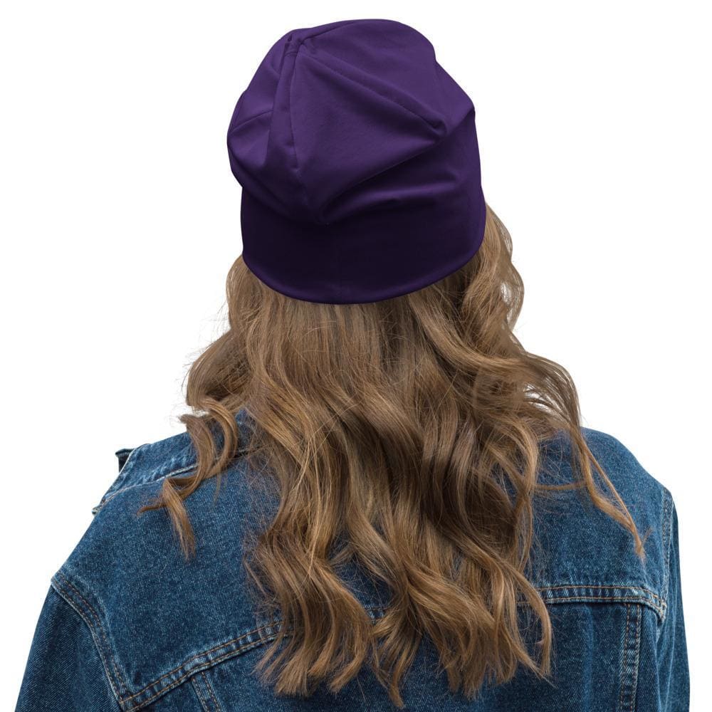 Beanie Hat - Purple Slouchy Beanie Prayer Warrior Print Men/women-1