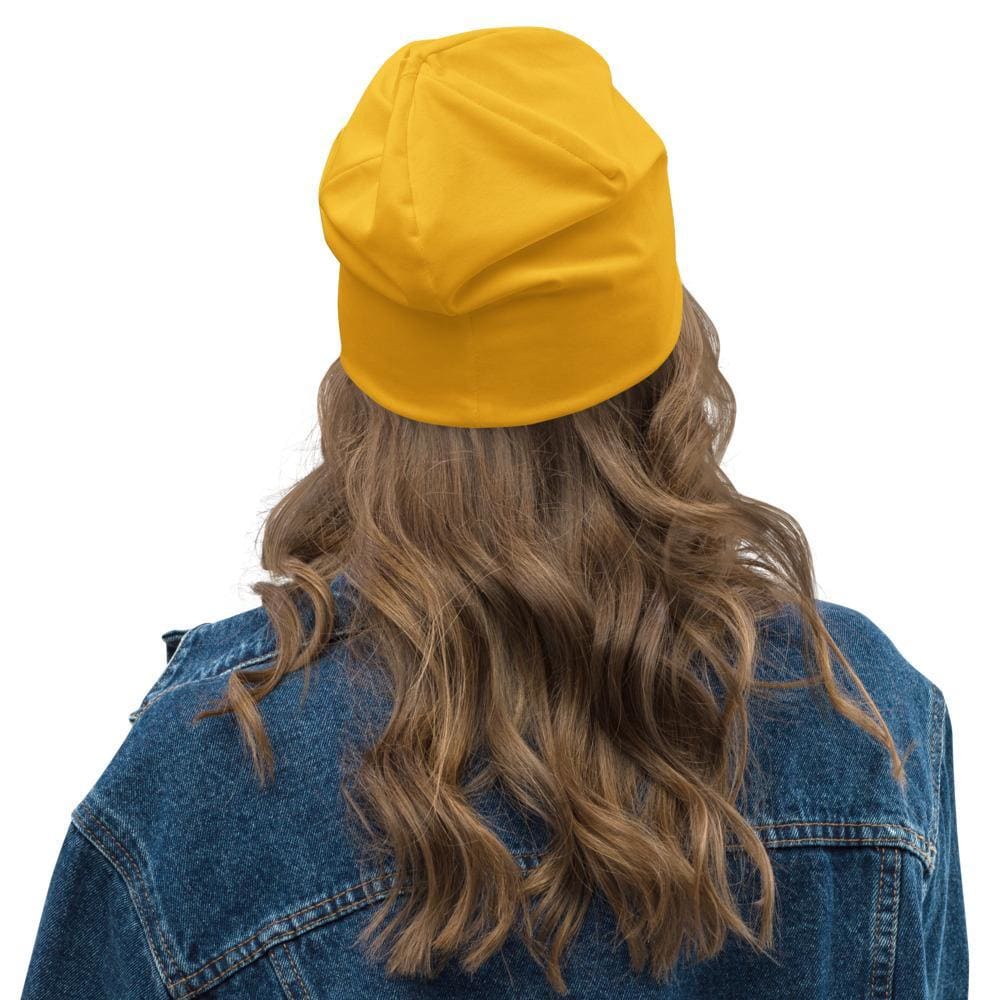 Beanie Hat - Yellow Slouchy Beanie Prayer Warrior Print Men/women-1