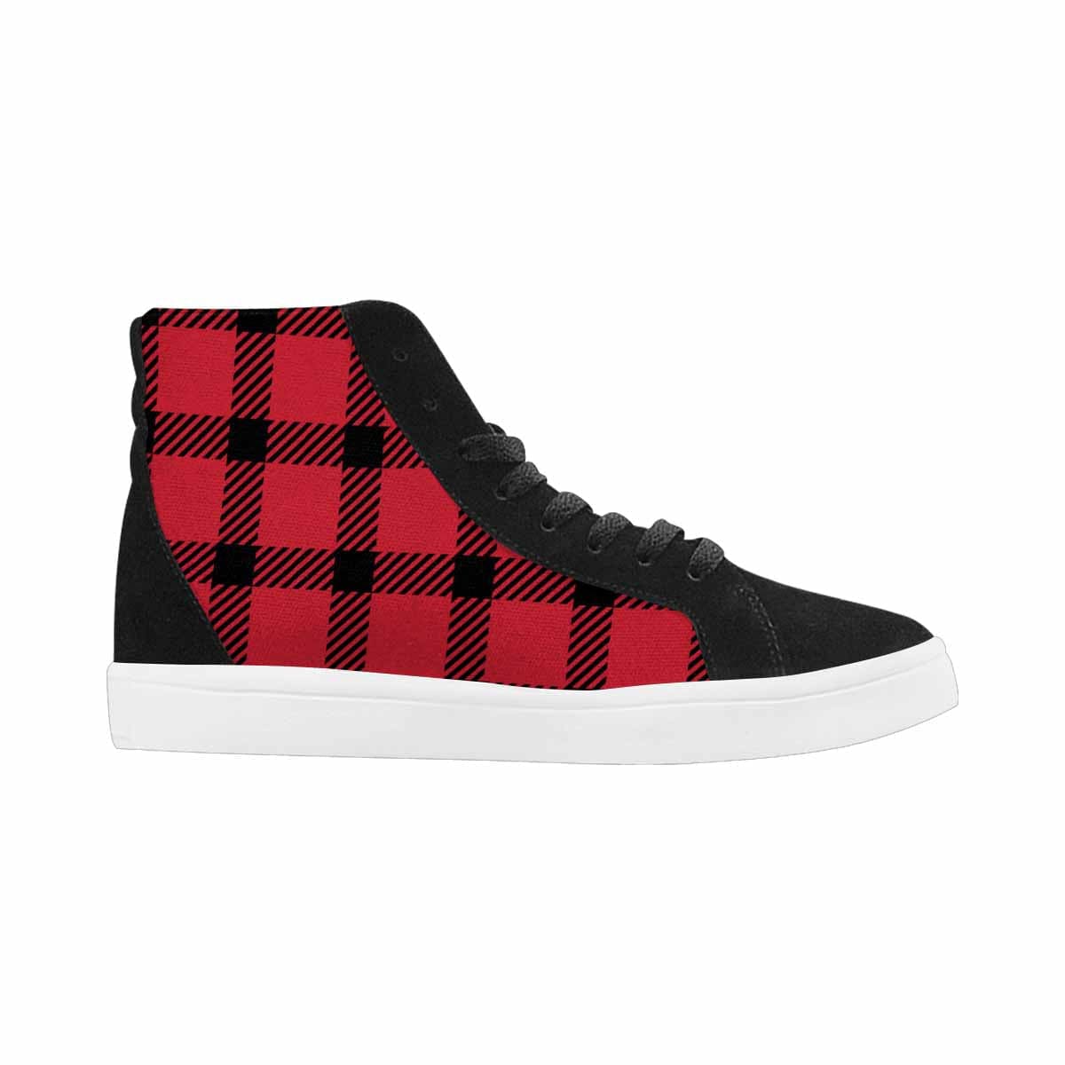 Sneakers For Women, Buffalo Plaid Red And Black - High Top Sports Shoes-0