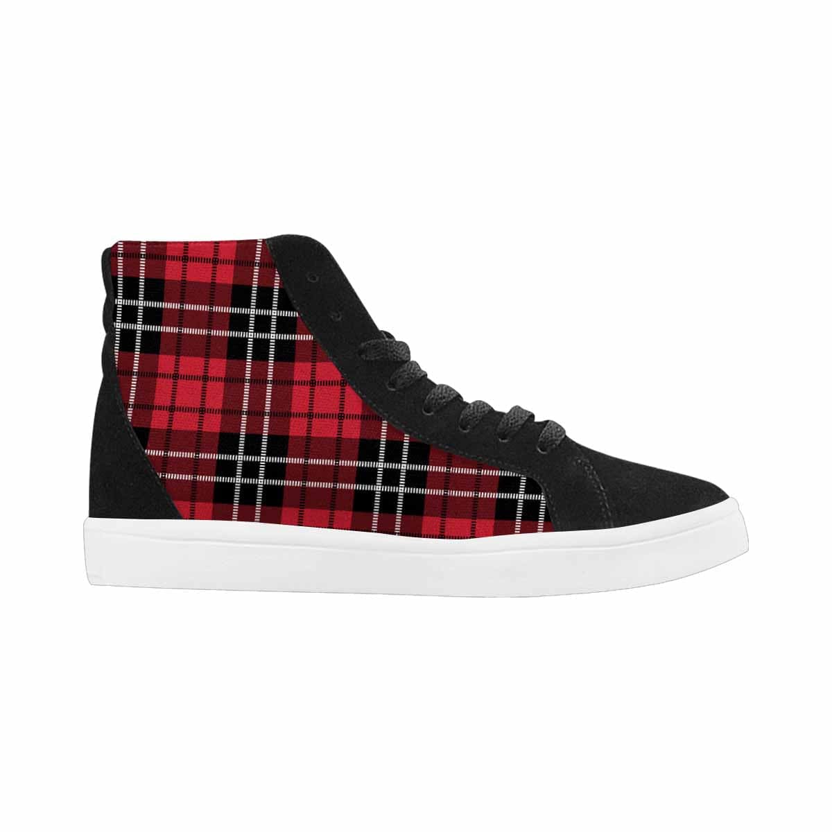 Sneakers For Women, Buffalo Plaid Red And Black - High Top Sports Shoes-0
