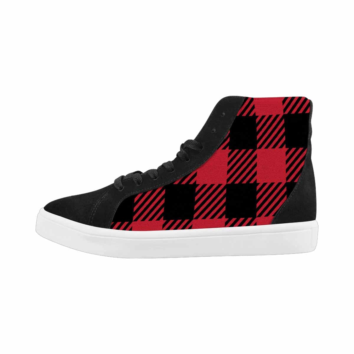 Sneakers For Women, Buffalo Plaid Red And Black - High Top Sports Shoes-1