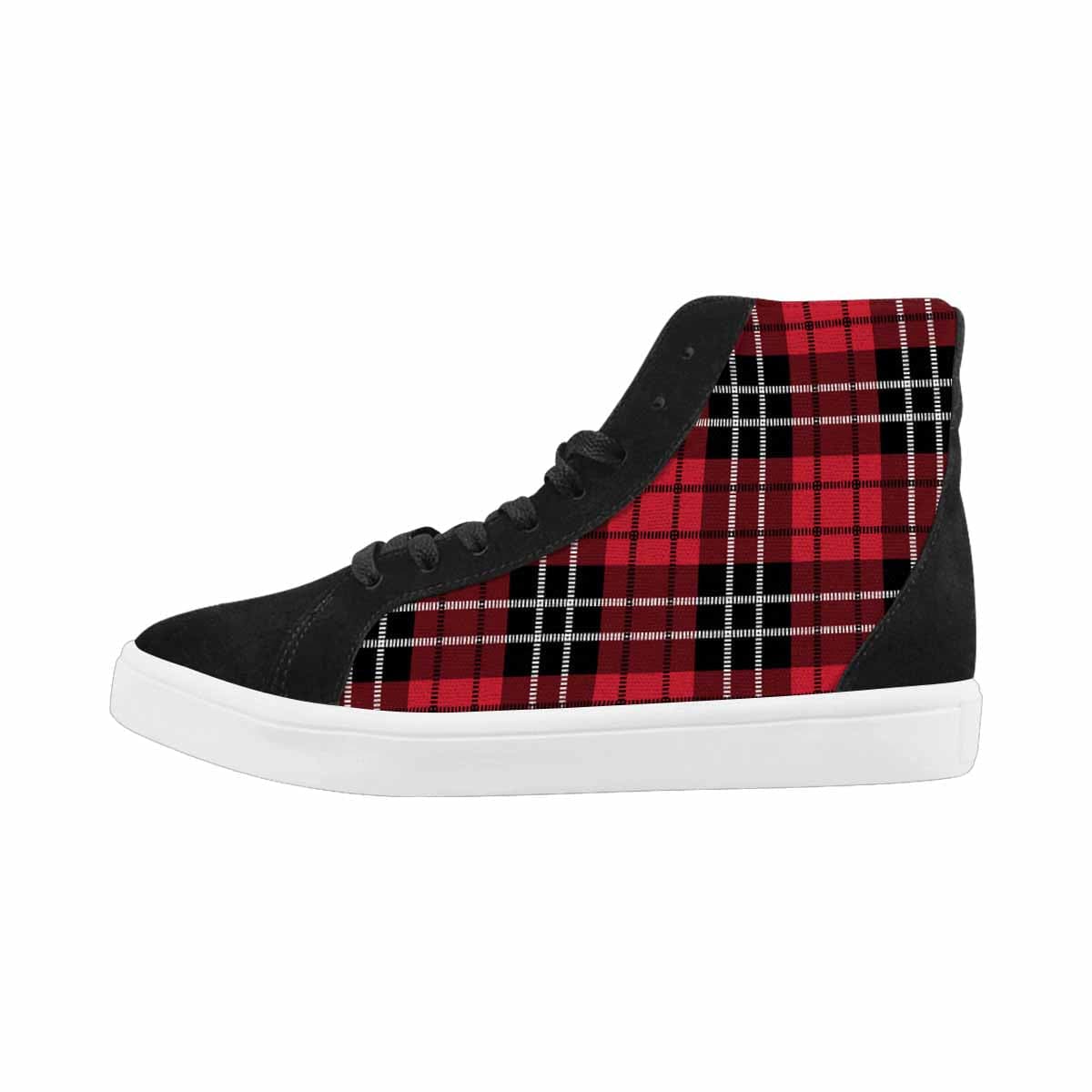 Sneakers For Women, Buffalo Plaid Red And Black - High Top Sports Shoes-1